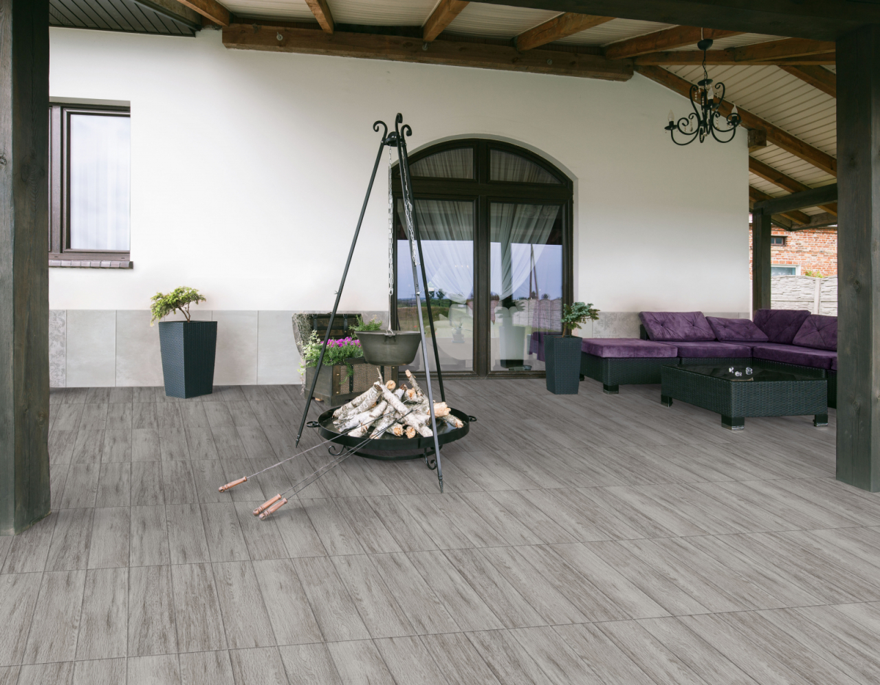 Gresie portelanata tip lemn Moringa Grey 8982, 15.5x60.5 cm, gri [8]