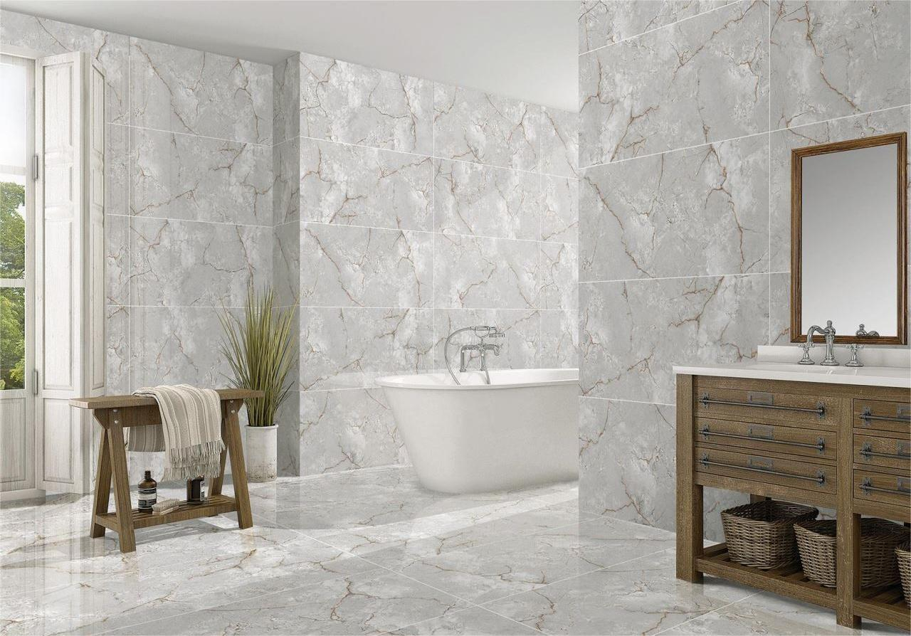 Gresie portelanata tip marmura Asel Grey 60x120 cm gri, finisaj lucios [2]