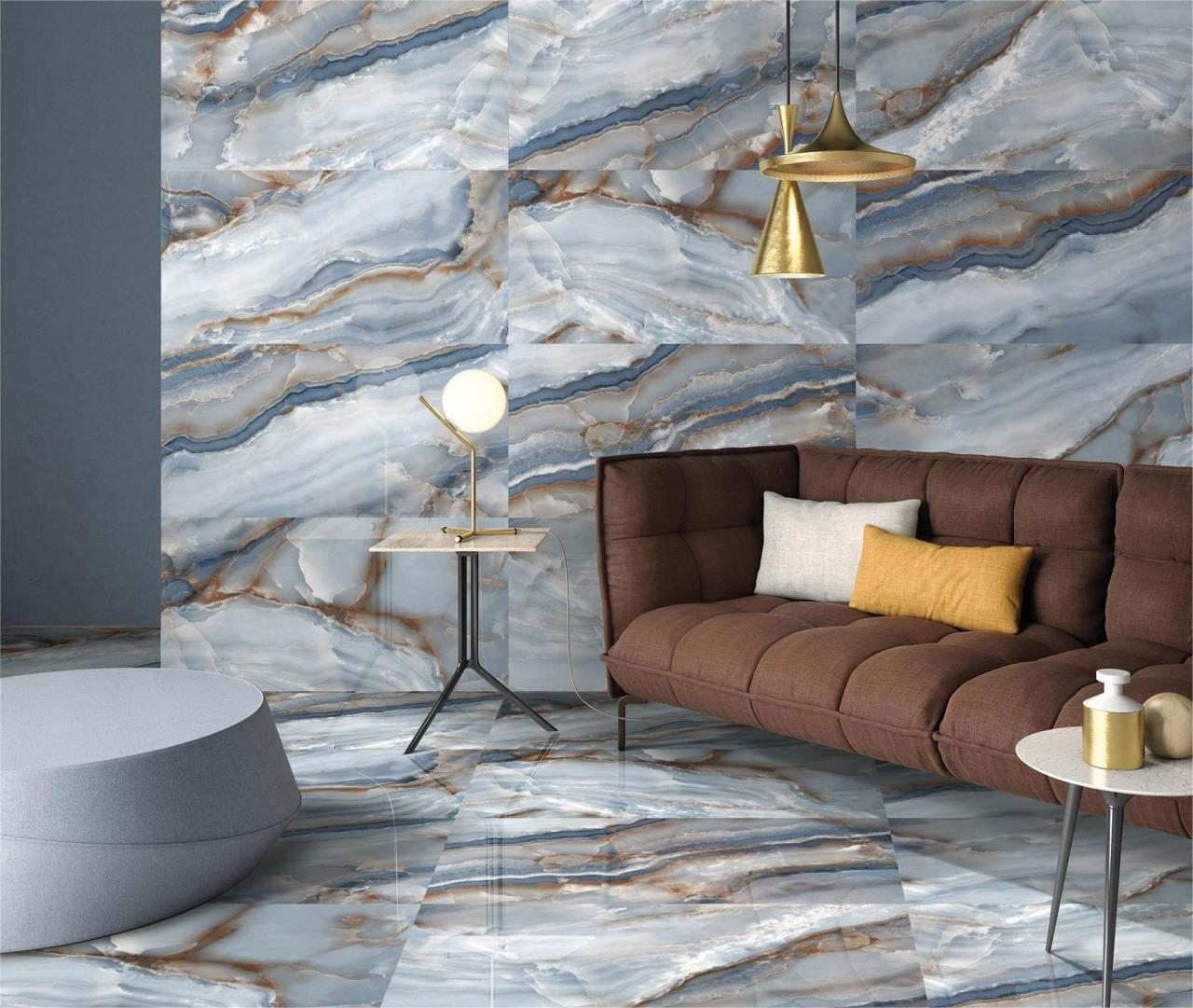 Gresie portelanata tip marmura Lapis 60x120 cm albastru, finisaj lucios [2]