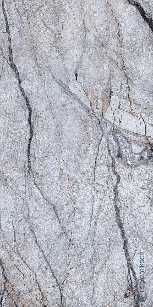 Gresie portelanata tip marmura River Grey 606272, 60x120 cm gri, finisaj lucios [3]