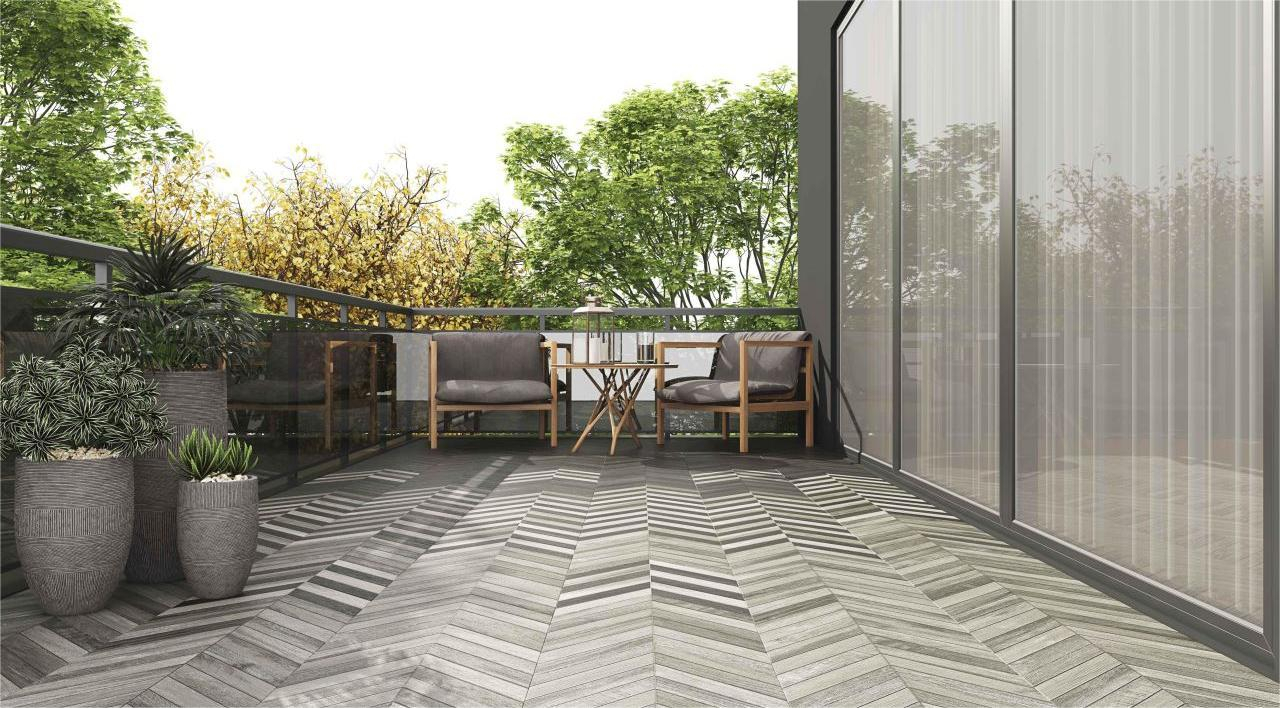 Gresie portelanata tip parchet Nordik Dark Grey Mix Motif Fishbone 941311, 40x60 cm, gri [3]