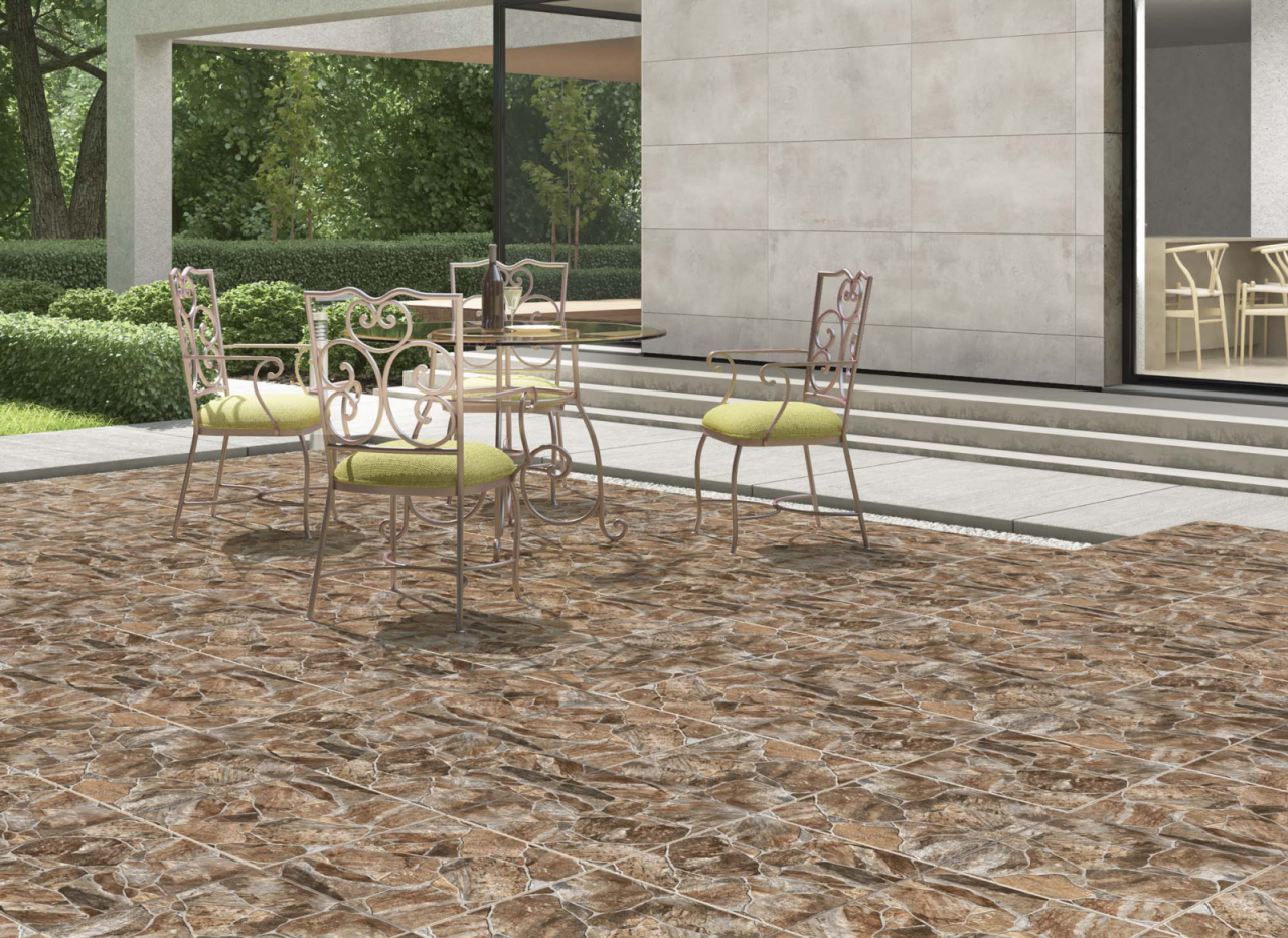 Gresie portelanata tip piatra, Riverstone Brown 3622, 45x45 cm, maro, finisaj mat [4]