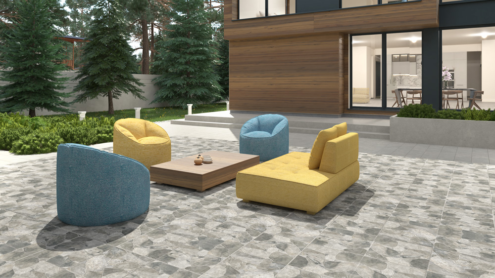 Gresie portelanata tip piatra, Riverstone Grey 3621, 45x45 cm, gri, finisaj mat [4]