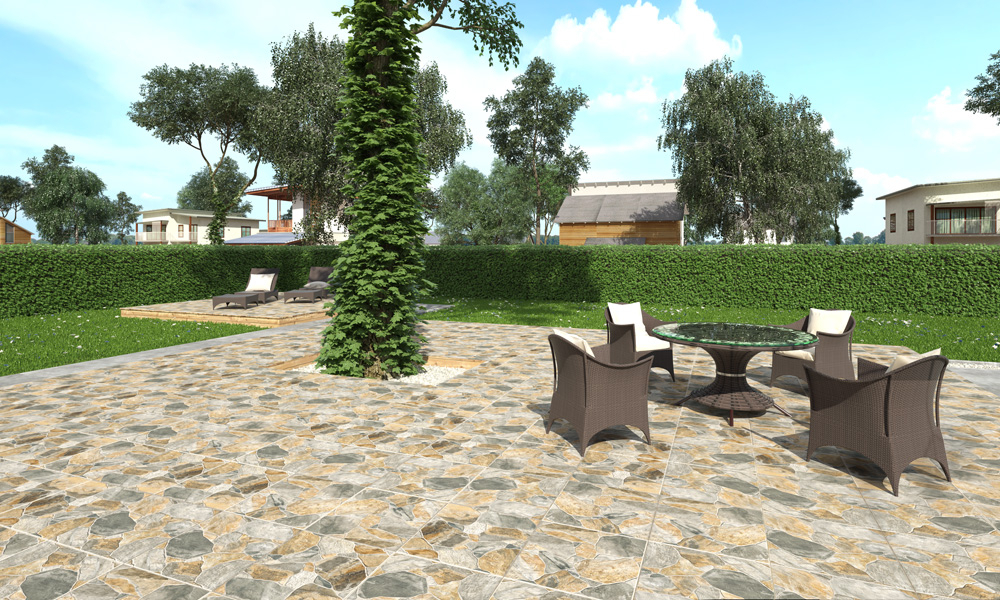 Gresie portelanata tip piatra, Riverstone Mix 3623, 45x45 cm, bej, maro, finisaj mat [4]