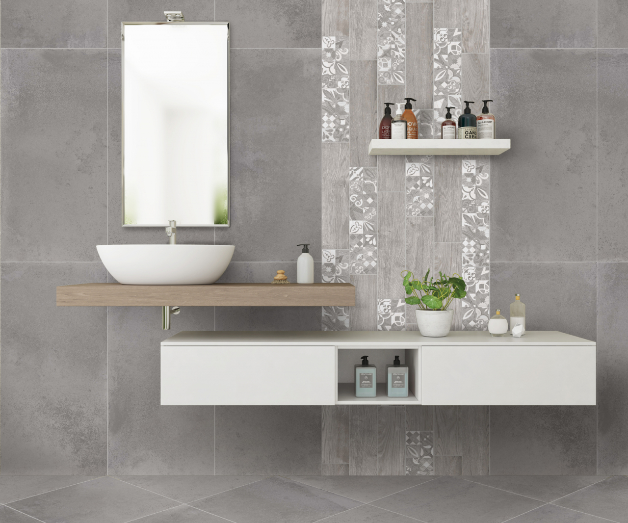 Gresie rectificata portelanata tip ciment, DST G 6151, 60x120 cm, gri [7]