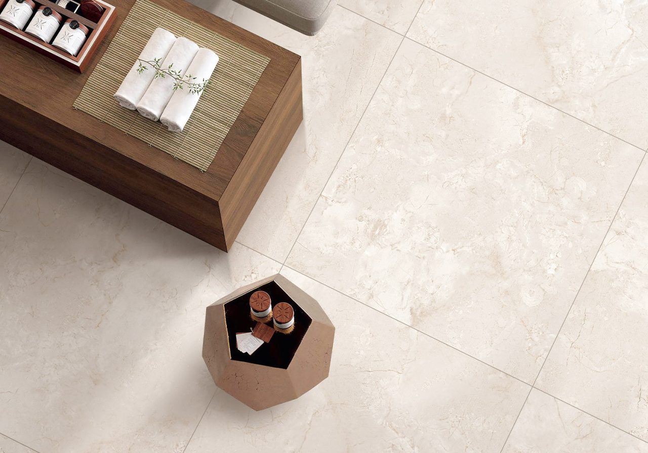 Gresie rectificata portelanata tip ciment Levante Cream LEV4, 60x60, crem, finisaj lucios [2]