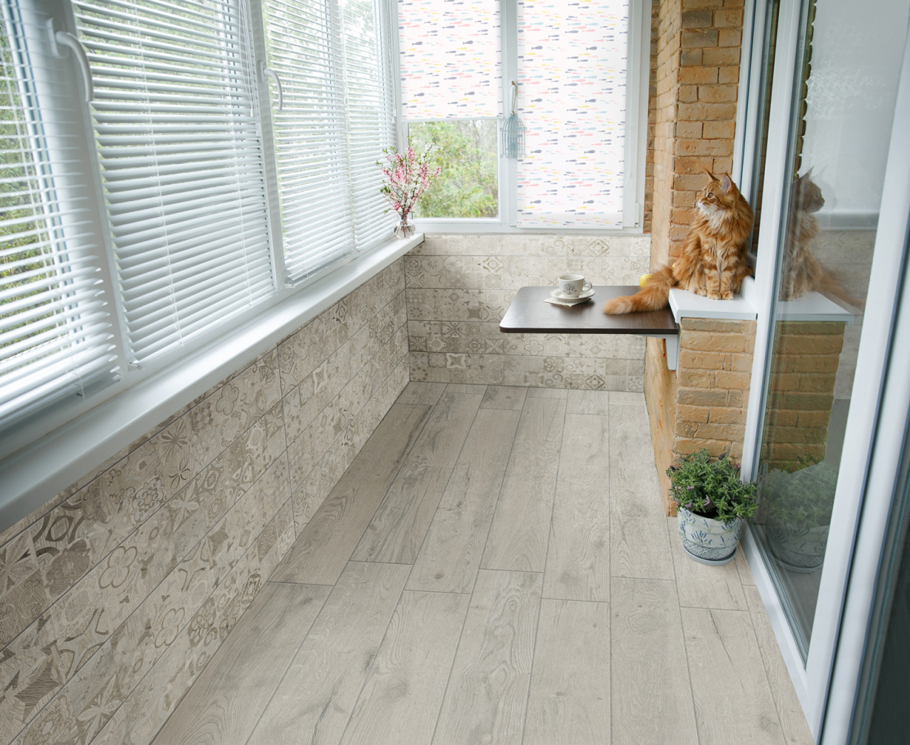 Gresie rectificata portelanata tip lemn, Amarante Grey 9946, 20x120 cm gri, finisaj mat [8]