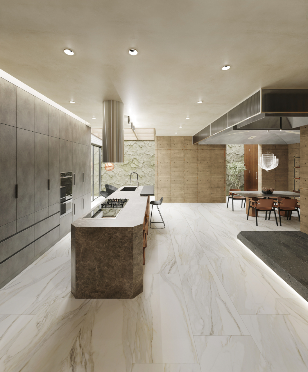 Gresie rectificata portelanata tip marmura, Ethernity Satin Matt Cream 6394, 60x120 cm, crem, finisaj mat [9]