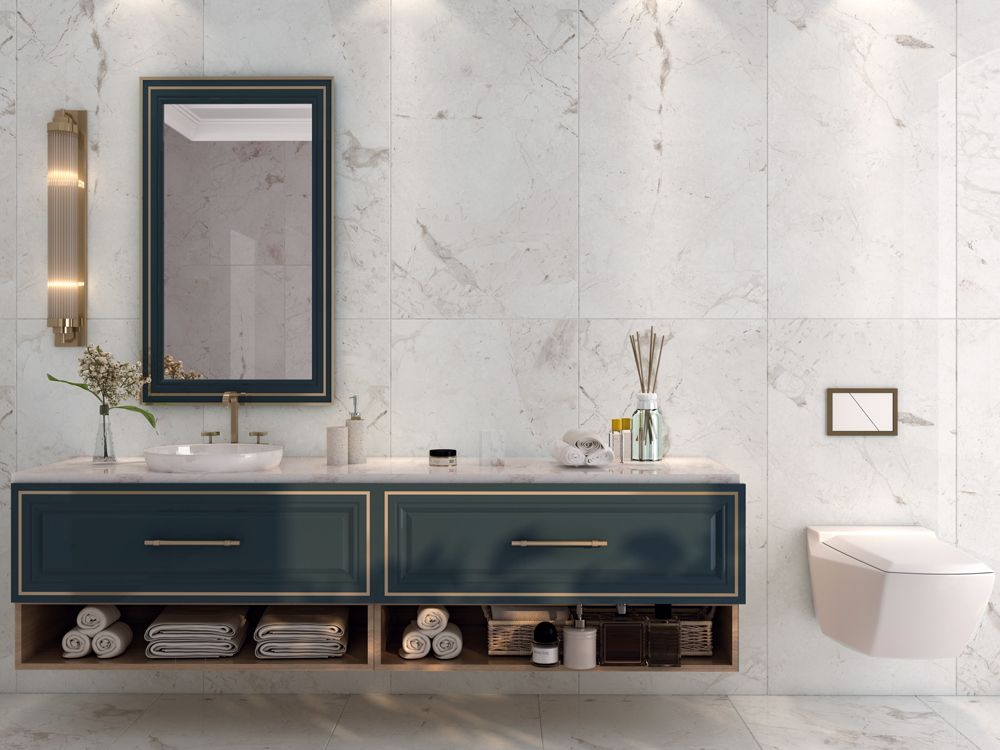 Gresie rectificata portelanata, tip marmura, SG Aurora Full Lap 1. 60x120 cm, alb, finisaj lucios [6]