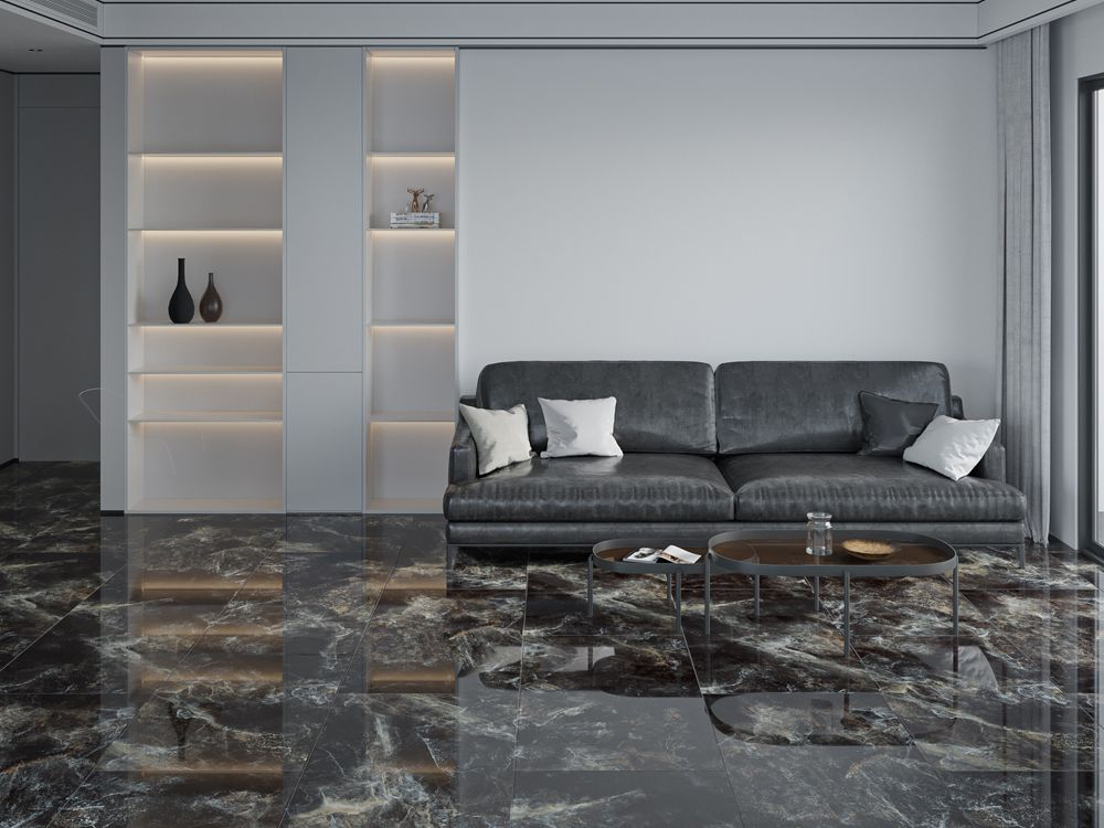 Gresie rectificata portelanata, tip marmura, SG Miracle Full Lap 1. 60x120 cm, negru, finisaj lucios [5]