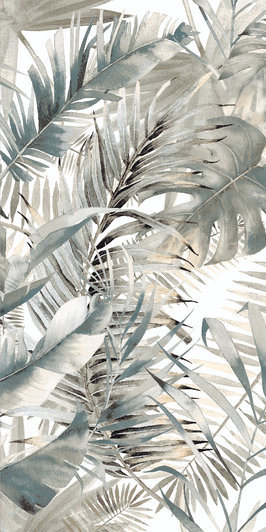 Gresie rectificata portelanata, tip tapet, Tropical Green-White Full Lapp 56622010, 60x120 cm, alb, verde, finisaj lucios [2]
