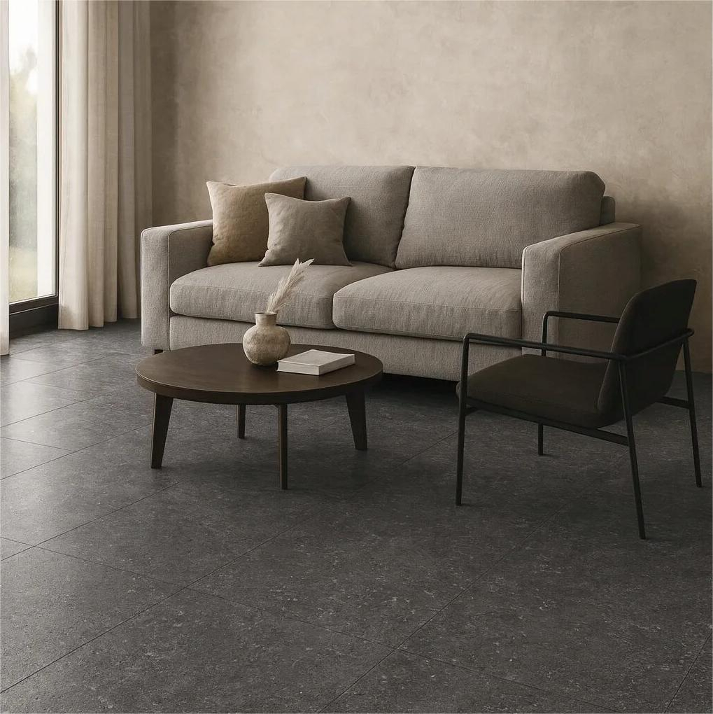 Gresie rectificata portelanta tip piatra Modena Anthracite MOE4 60x60 cm, antracit, finisaj mat [2]