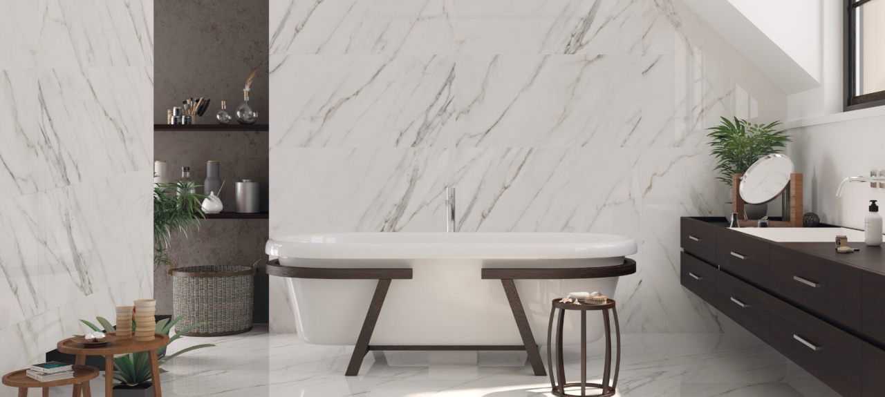 Gresie rectificata tip marmura Ducale Lucios 75X150cm, alb, finisaj lucios [2]