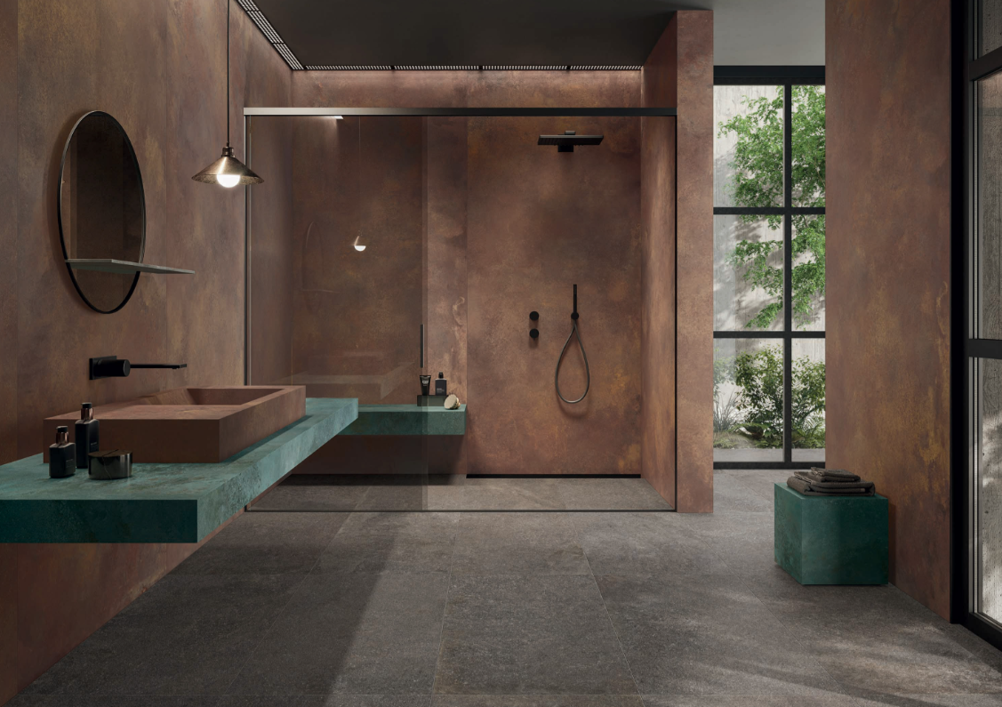 Gresie rectificata tip ciment, Alchemy Trace Mint 60X120cm, turcoaz, finisaj mat [5]