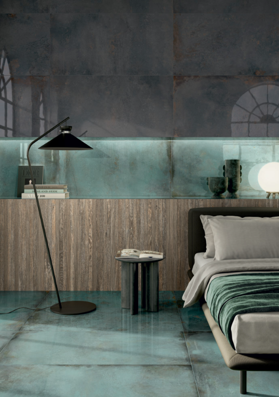 Gresie rectificata tip ciment, Alchemy Trace Mint 60X120cm, turcoaz, finisaj mat [4]