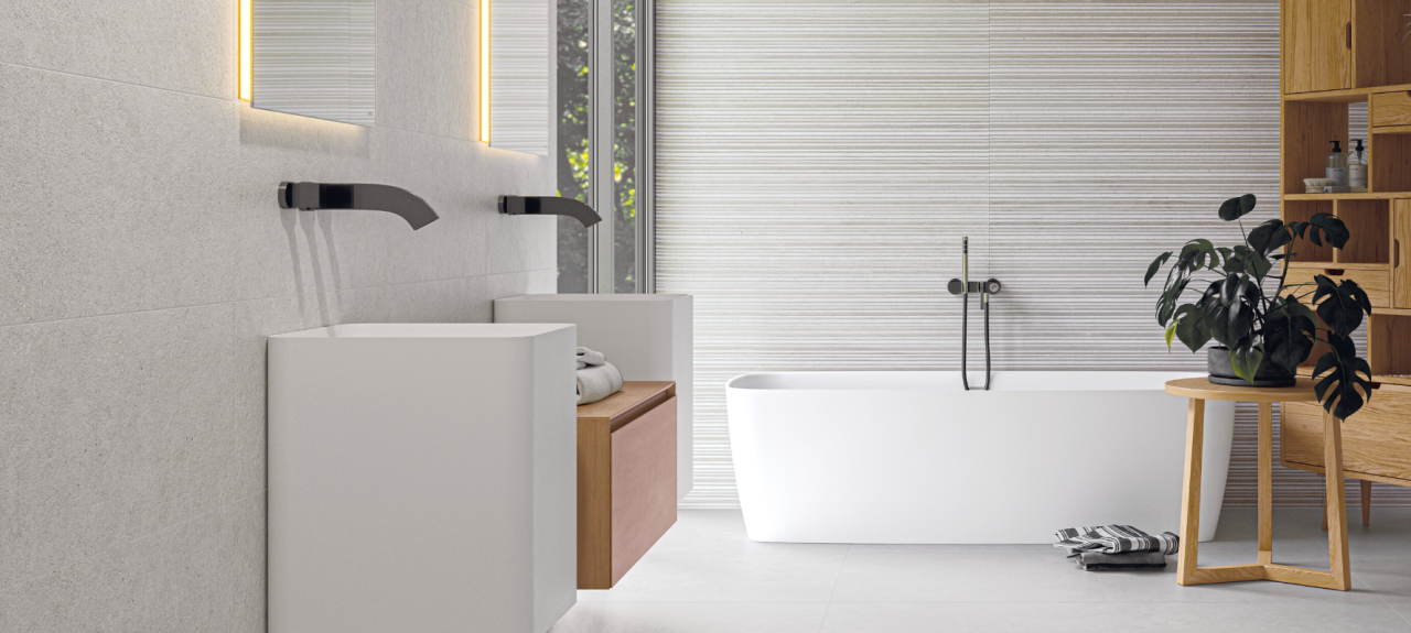 Gresie rectificata tip ciment Borneo White Mat 60X120cm, alb-gri, finisaj mat [2]