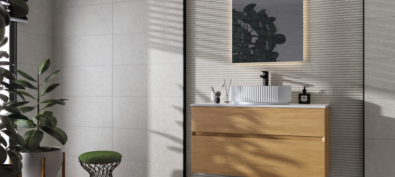 Gresie rectificata tip ciment Borneo White Mat 60X120cm, alb-gri, finisaj mat [3]