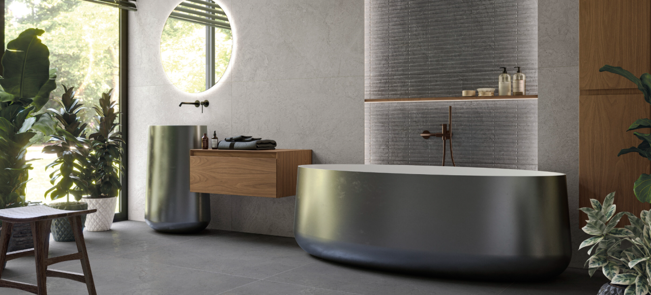 Gresie rectificata tip ciment Freeland Tesla Antracit 60X120cm, negru, finisaj mat [3]