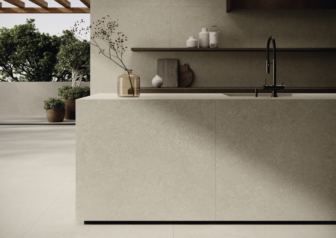 Gresie rectificata tip ciment Mytos Sand Mate Brushed, 60X120cm, bej, finisaj mat [3]