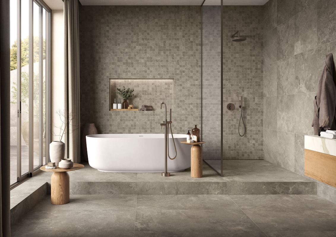 Gresie rectificata tip ciment, Historire Auxerre 60X120cm, maro, finisaj mat [4]