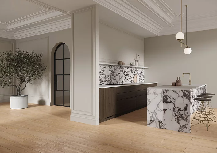 Gresie rectificata tip marmura Velvet Symphony Viola 119.8 x 119.8, alb, finisaj mat [5]