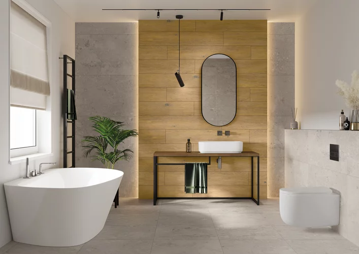 Gresie rectificata tip lemn Spacewood Gold 19.8 x 119.8, maro, finisaj mat [4]