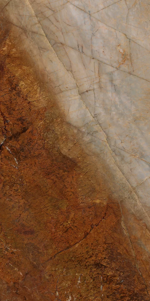 Gresie rectificata tip marmura Abstract Rust 59.8x119.8, caramiziu, finisaj lucios [2]