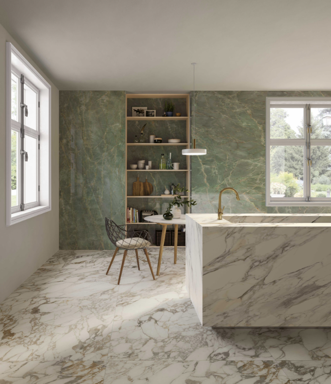 Gresie rectificata tip marmura, Anima Ever Luxury Arabesque 60X120cm, alb, finisaj lucios [4]