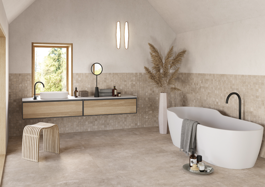 Gresie rectificata tip ciment, Find Dove 60X120cm, maro, finisaj mat [4]