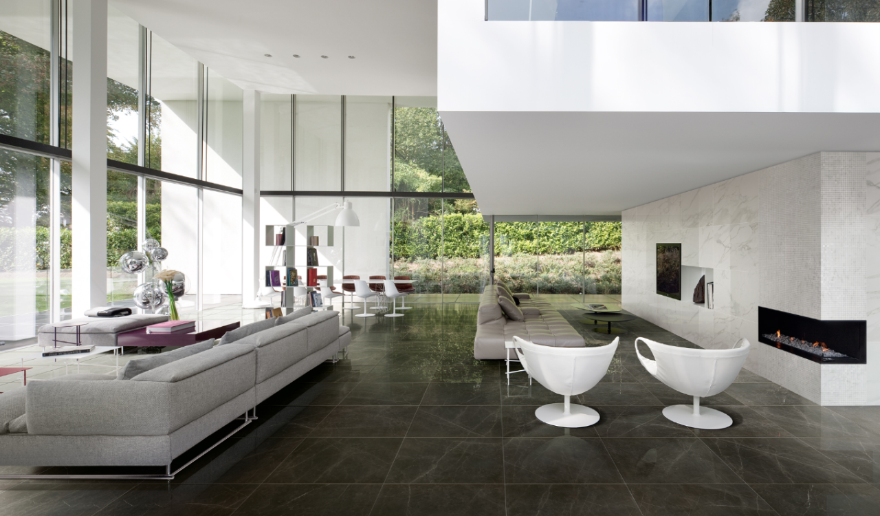 Gresie rectificata tip marmura, Anima Graphite 60X120cm, negru, finisaj mat [3]