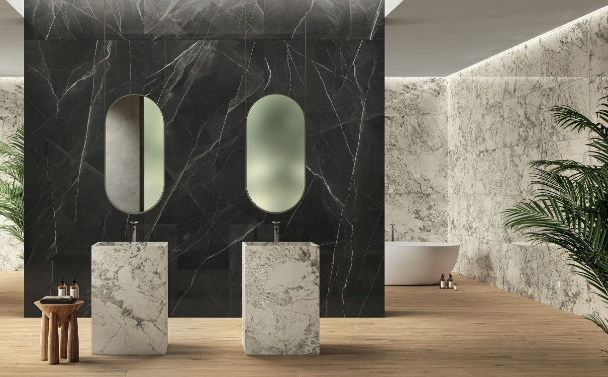 Gresie rectificata tip marmura, Anima Wonder Night 60X120cm, negru, finisaj mat [3]