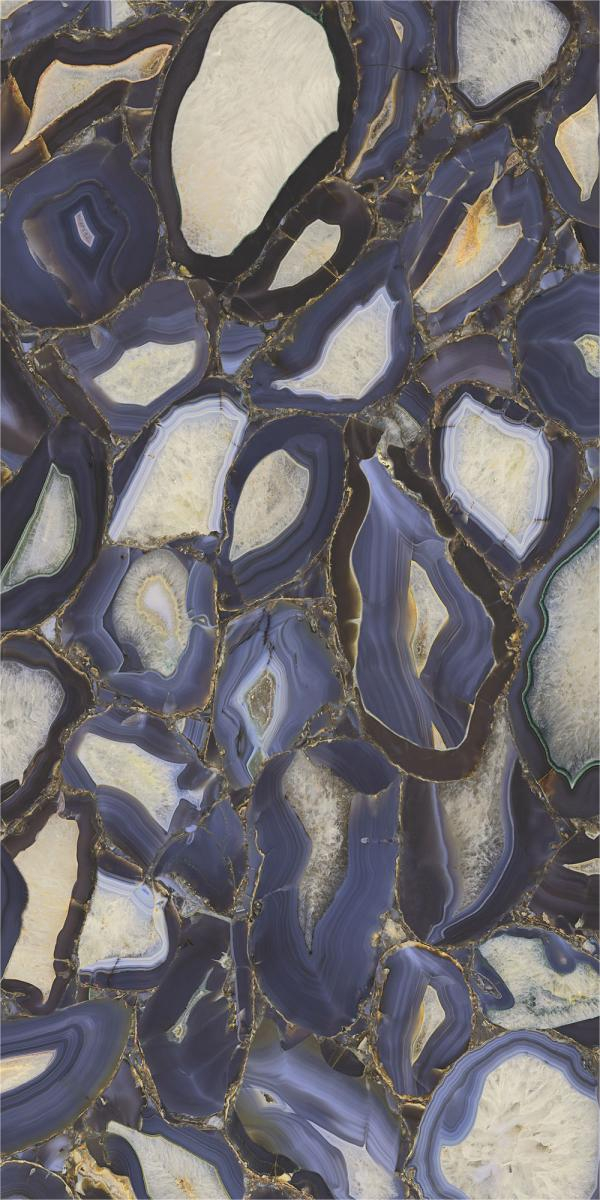 Gresie rectificata tip piatra, Anima Wonder Gems 60X120cm, albastru, finisaj lucios [2]