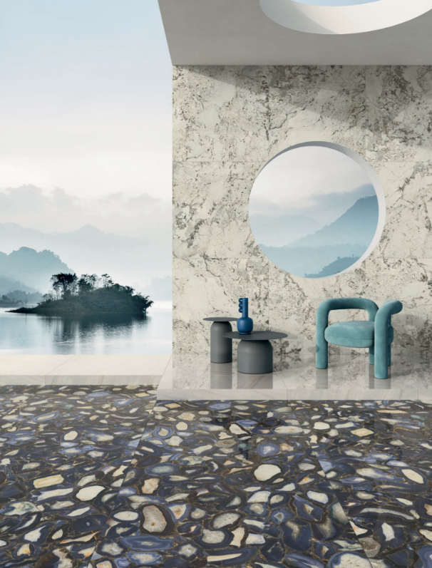 Gresie rectificata tip piatra, Anima Wonder Gems 60X120cm, albastru, finisaj lucios [4]