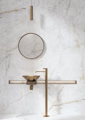 Gresie rectificata tip marmura Cristal Champagne Crema 59.8x119.8, alb, finisaj mat [5]