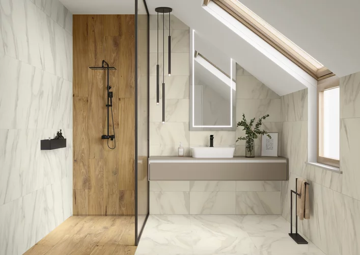 Gresie rectificata tip marmura Daybreak Bianco 59.8x119.8, alb, finisaj mat [5]