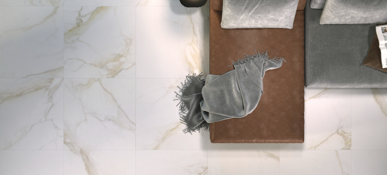 Gresie rectificata tip marmura Diamond Gold Mat 120X120cm, alb, finisaj mat [4]