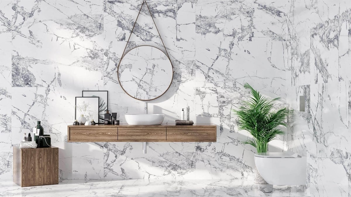 Gresie rectificata tip marmura Invisible Gray 60620410, 60x120 cm alb, albastru, finisaj lucios [5]