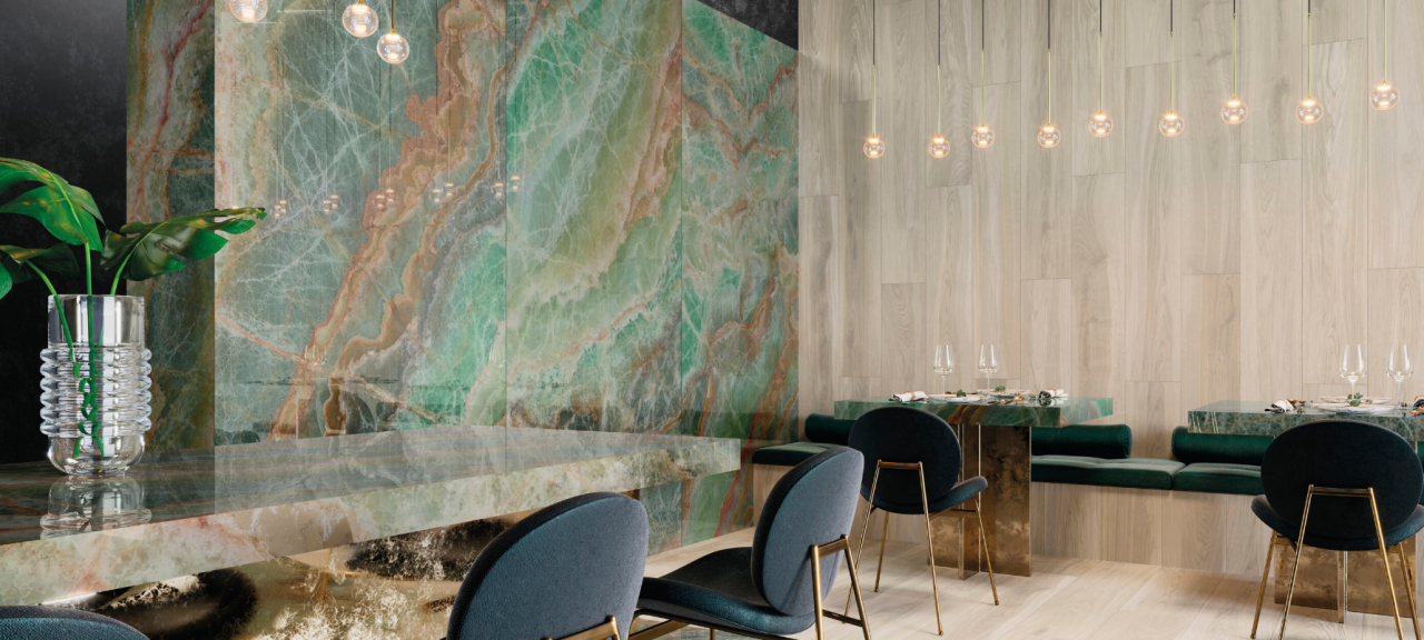 Gresie rectificata tip marmura Lixium Jade Lucios 60X120cm, albastru finisaj lucios [2]