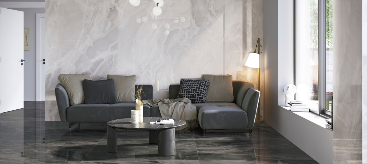 Gresie rectificata tip marmura Mystica White 60X120cm, alb finisaj lucios [2]