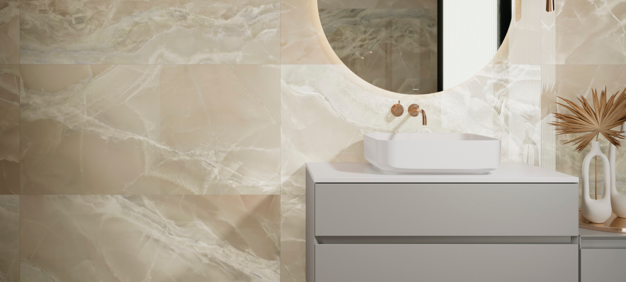 Gresie rectificata tip marmura Mystica Beige 60X120cm, bej finisaj lucios [2]