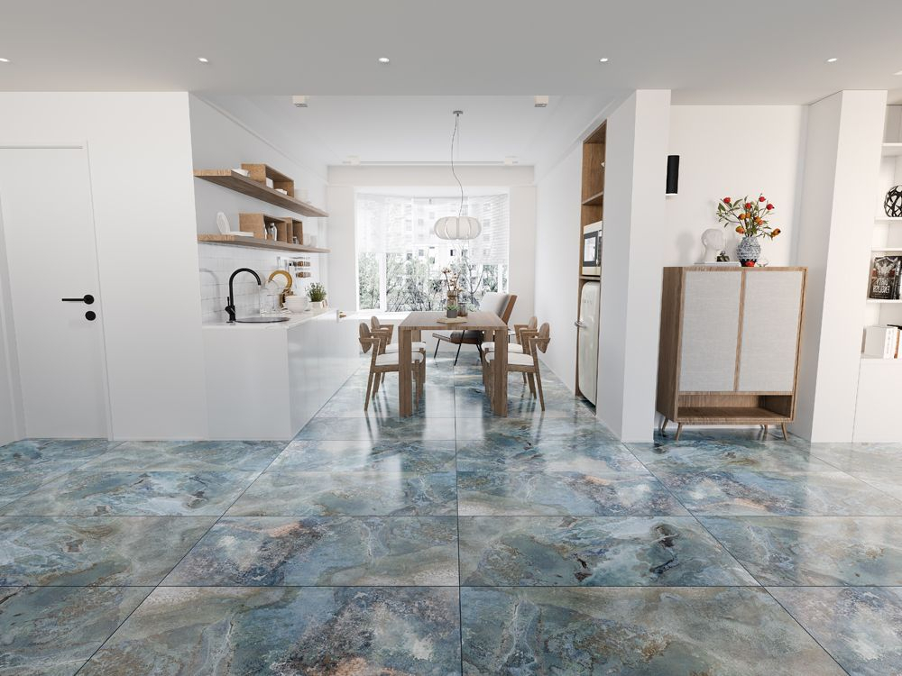 Gresie rectificata tip marmura SG Mercan Lappato 60x120, albastru, finisaj mat [5]