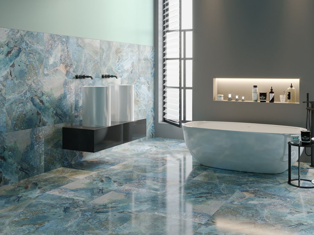 Gresie rectificata tip marmura SG Mercan Lappato 60x120, albastru, finisaj mat [2]