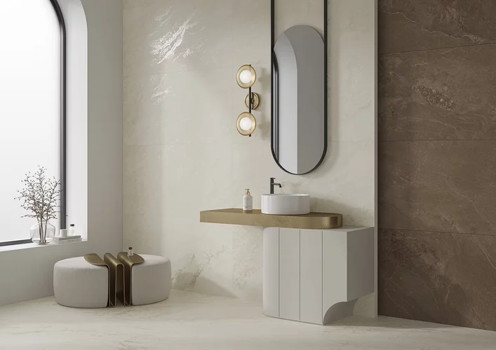 Gresie rectificata tip marmura Soft Cream White 59.8 x 119.8, crem, finisaj mat [5]