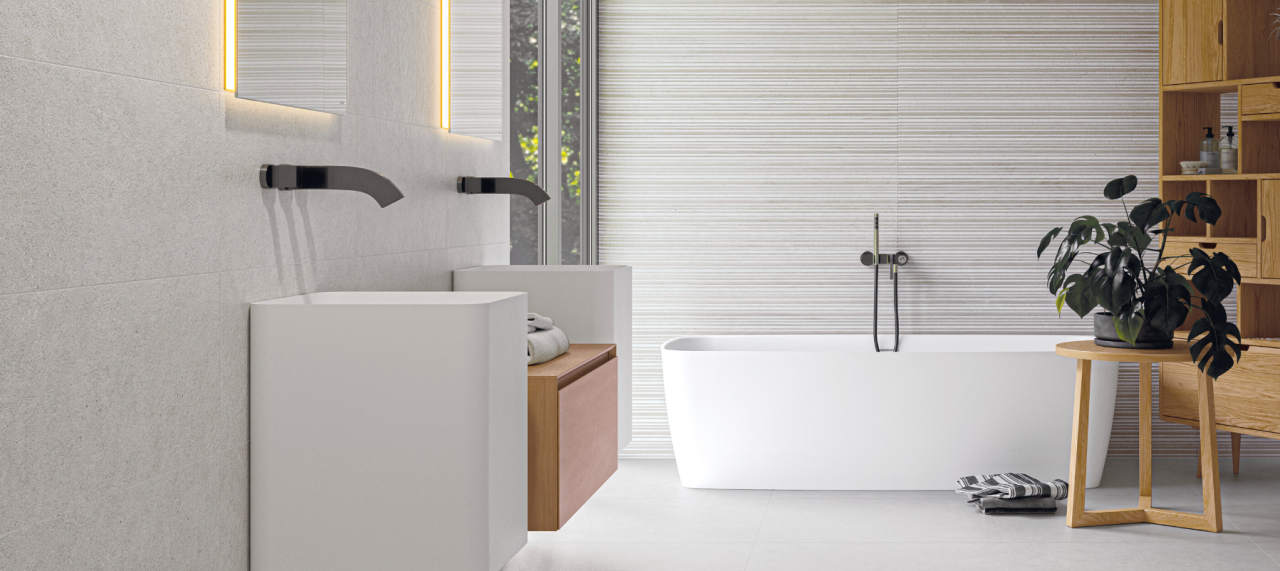 Gresie rectificata tip ciment Borneo White Mat 120X120cm, alb-gri, finisaj mat [2]