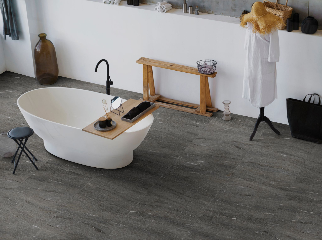 Gresie rectificata tip marmura, Mystone Antracita 59.6x59.6 cm, gri, finisaj mat [4]