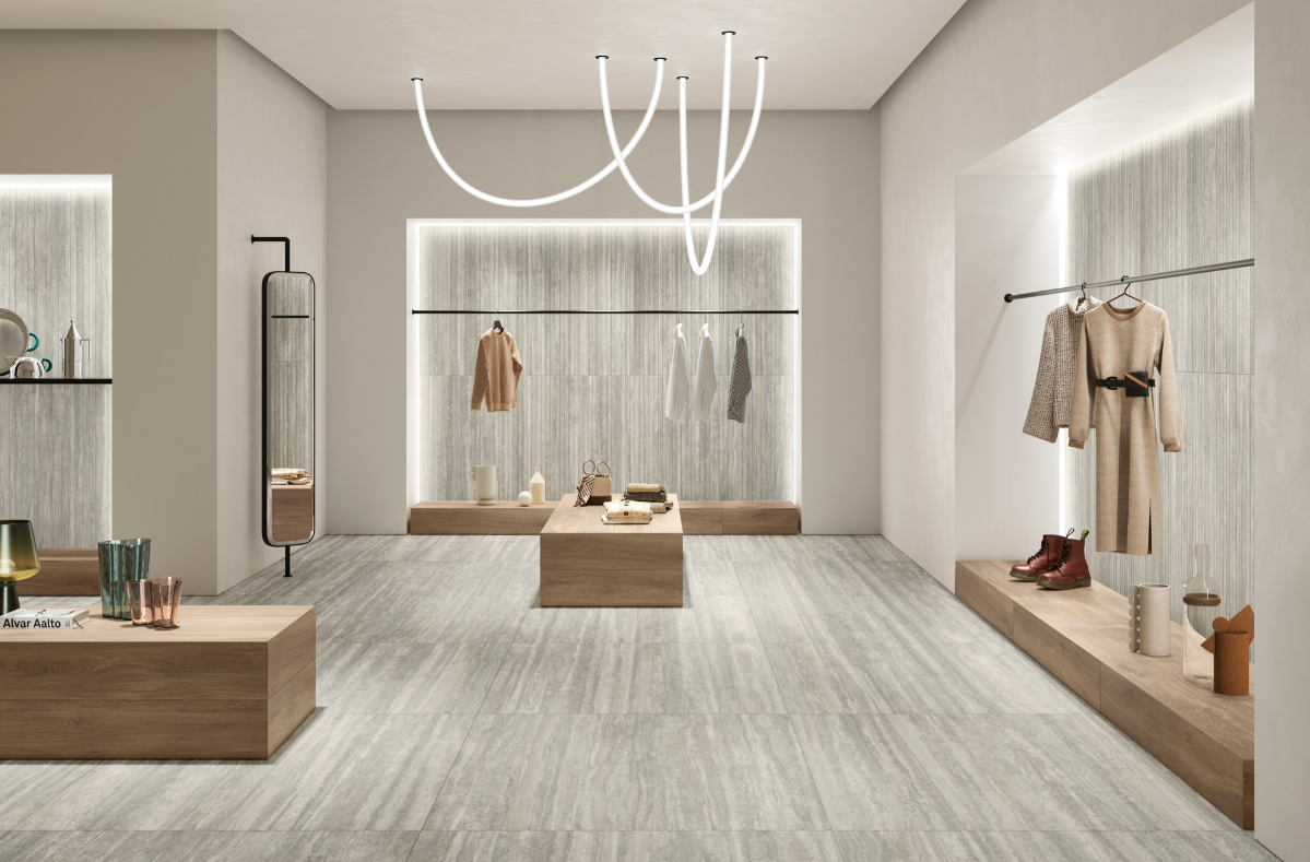 Gresie rectificata tip travertin, Iconica Decor Verso Silver Straight 60X120cm, gri, finisaj mat [5]