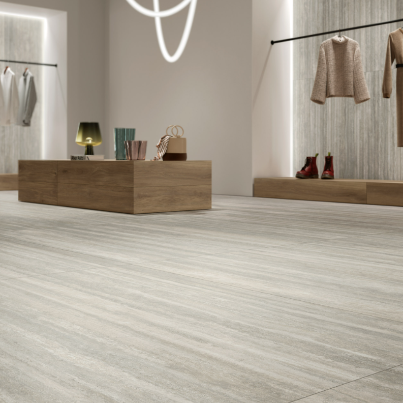 Gresie rectificata tip travertin, Iconica Decor Verso Silver Straight 60X120cm, gri, finisaj mat [6]