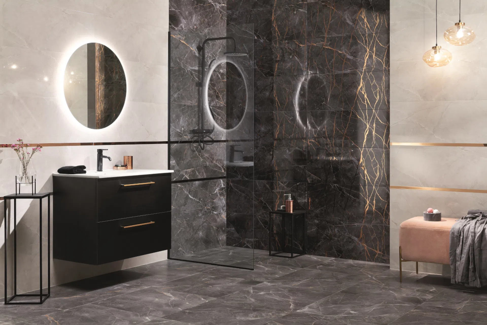 Gresie tip marmura Margaret Graphite Mat 59.8x59.8, gri, finisaj mat [2]