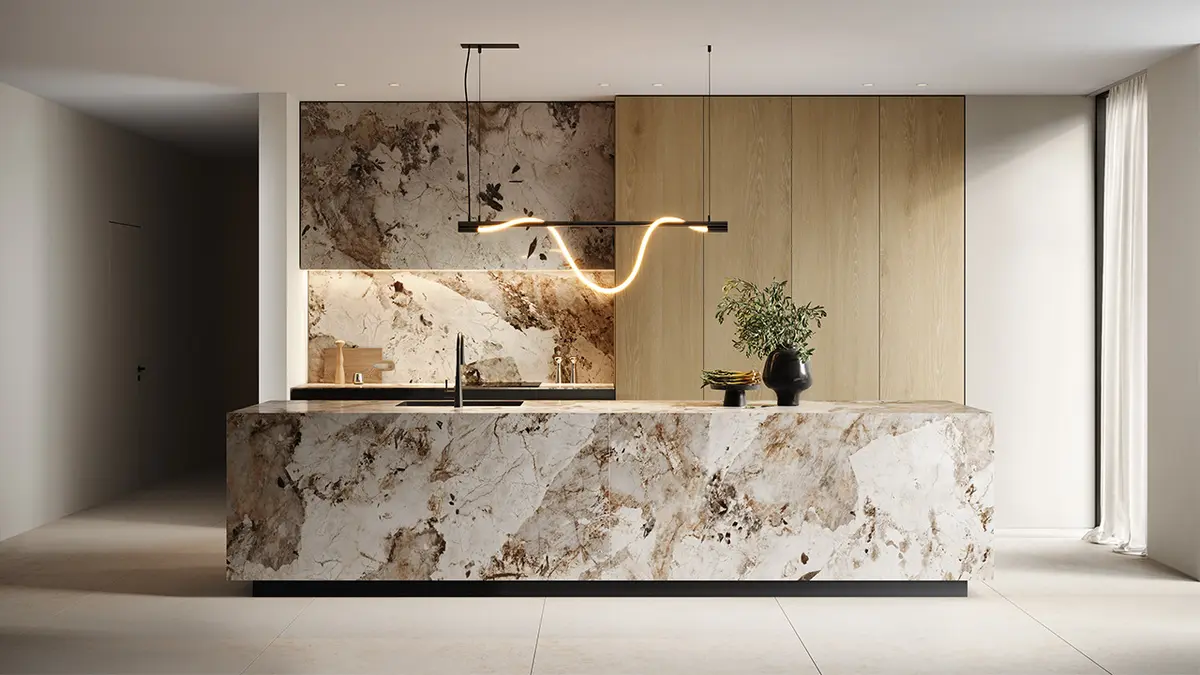 Gresie tip marmura Patagonia Naturale 119.8x119.8, bej, finisaj lucios [3]