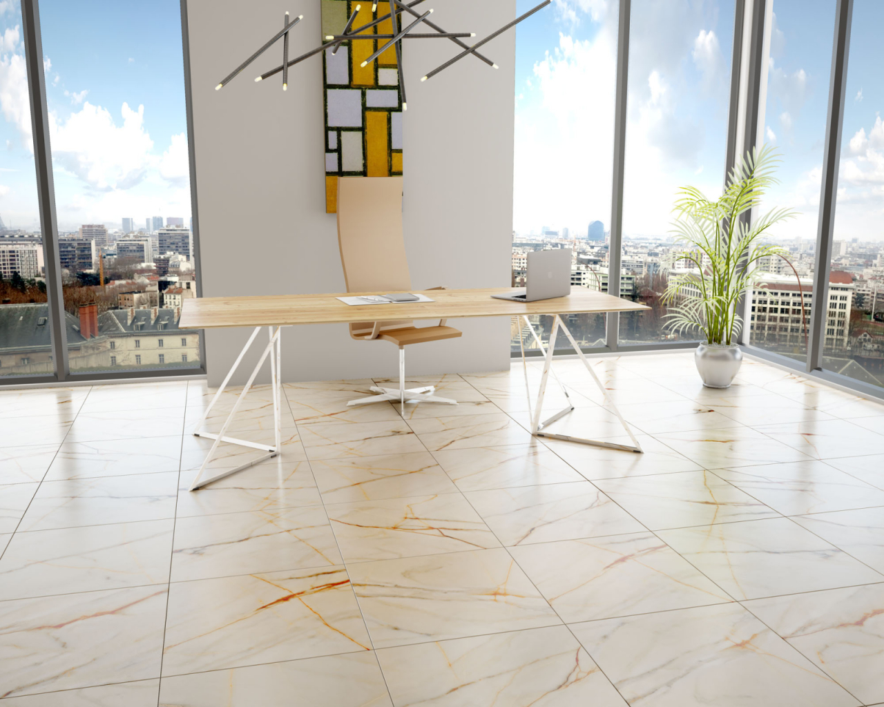 Gresie tip marmura, Rosetta Beige 6467, 60x60 cm, portelanata, bej, finisaj lucios [10]